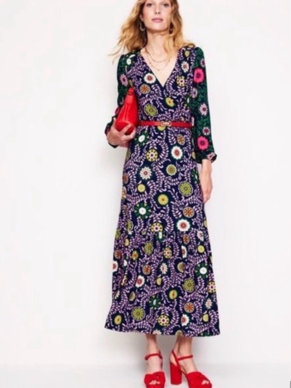 Biden Ophelia faux wrap midi dress in Meadow Vine, 6R, NWT